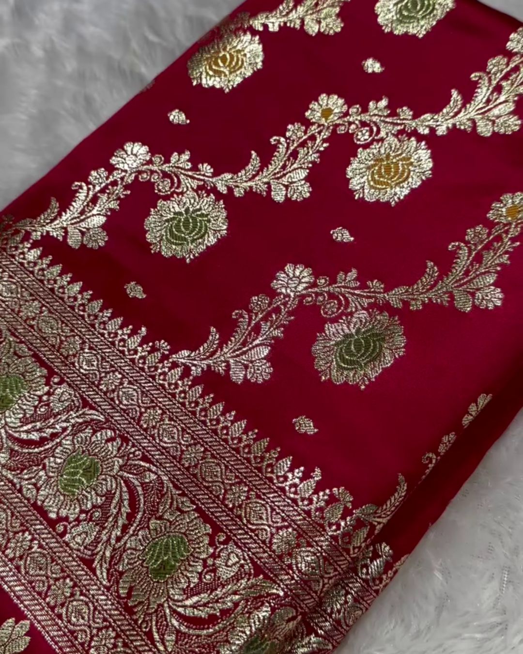 Mahati - Rani Pink Banarasi Silk Saree with Meenakari Zari Border