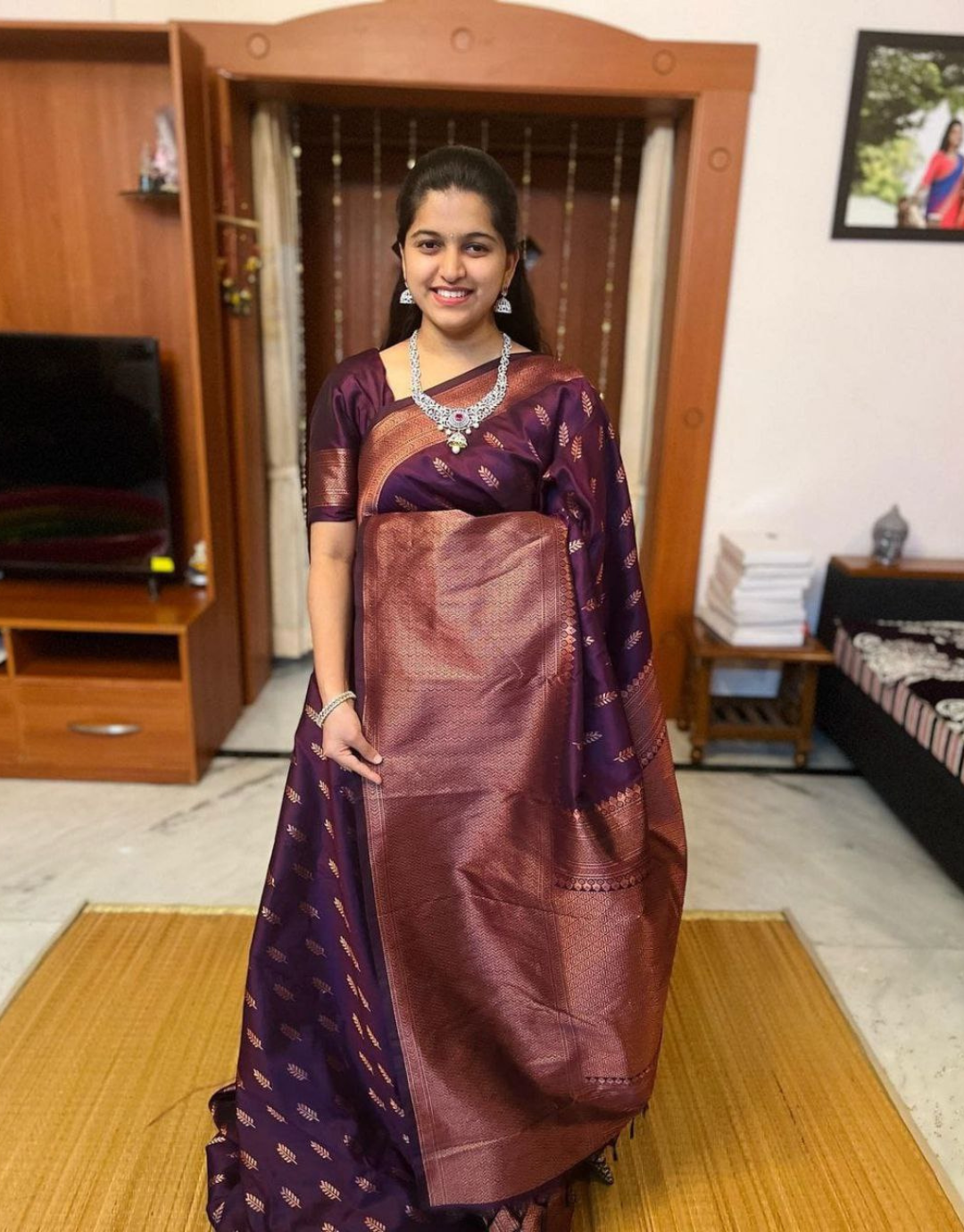 Fenny Wine Banarasi Saree