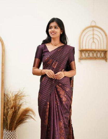 Jaya Purple Soft Silk Saree With Gorgeous Blouse Piece