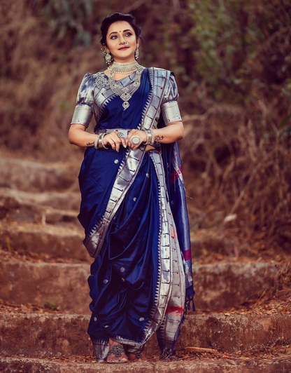 Neha Blue Paithani Silk Saree