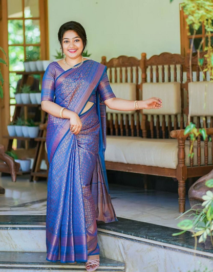 Himashi Blue Kanchipuram saree