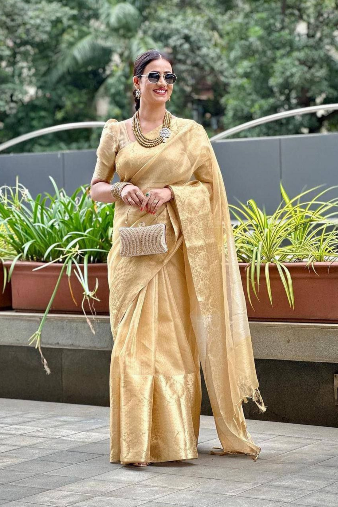 Champagne Dream - Tissue Sof Silk Saree