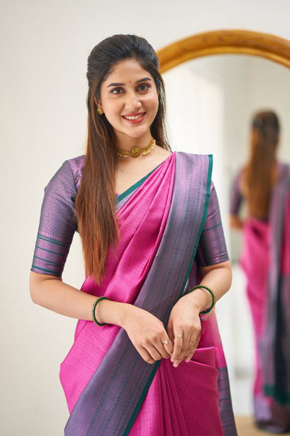 Kali Pink Soft Silk Saree