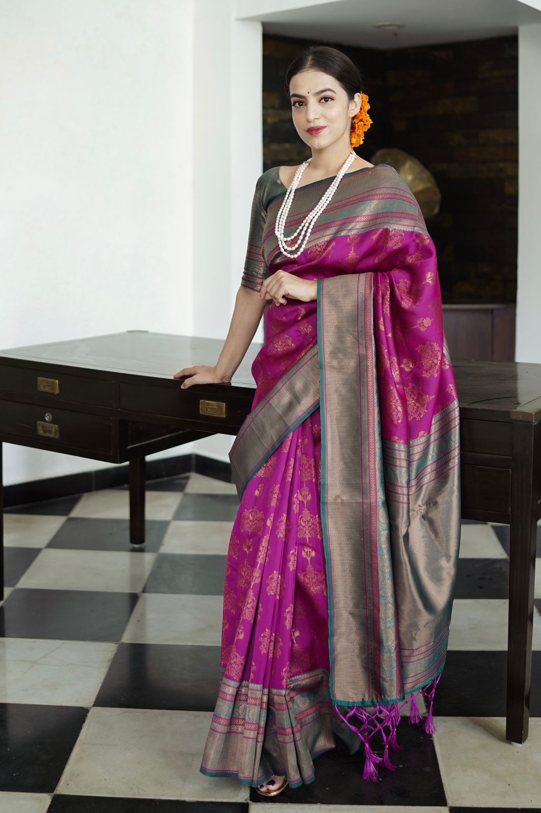 Inspiring Violet Soft Banarasi Silk Saree