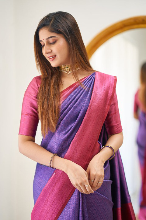 Kali Purple Soft Silk Saree