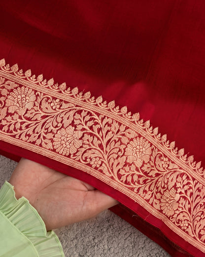 Harini - Ruby Red Banarasi Silk Designer Saree
