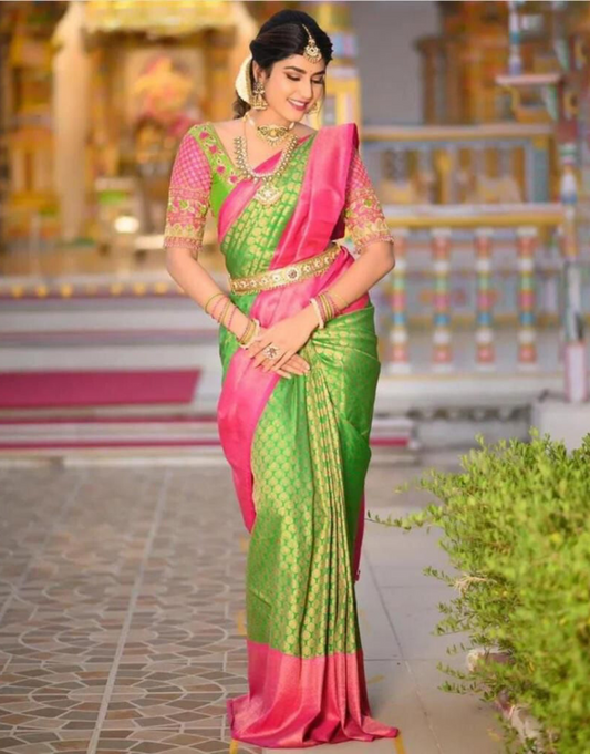 Sahana Green Kanchipuram saree