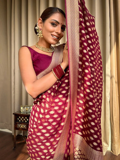 Kaya Maroon Banarasi Silk Saree