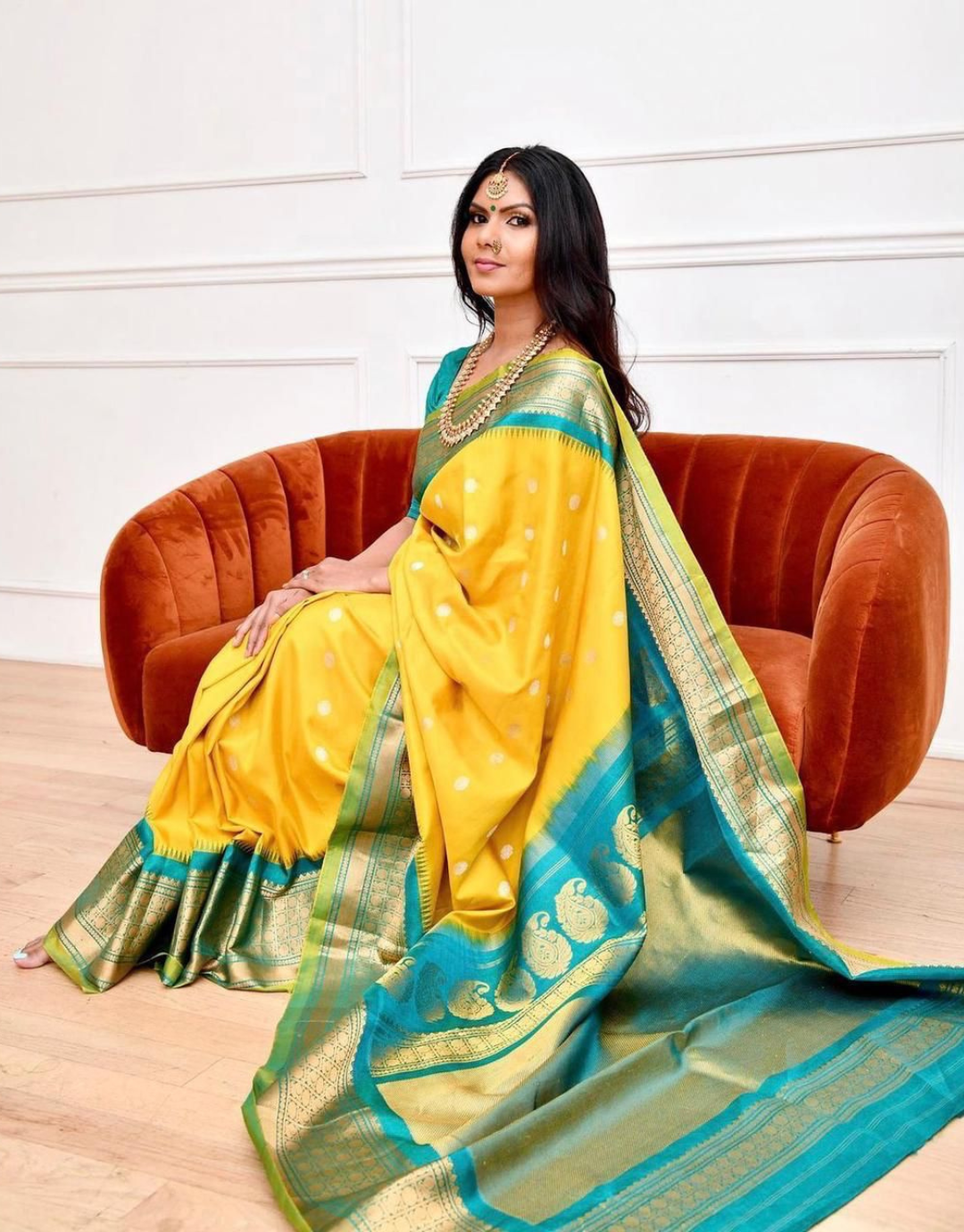 Nimreet Yellow Banarasi Saree