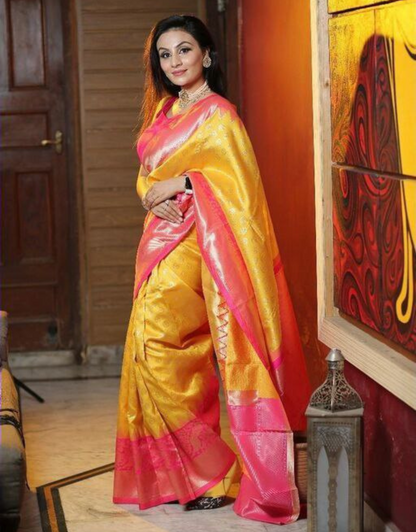 Pooja Yellow Kanchipuram Silk Saree