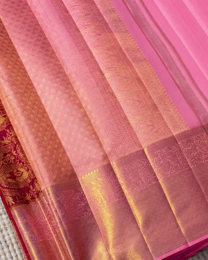 Yashika - Royal Pink Temple Weave Saree
