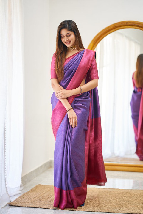 Kali Purple Soft Silk Saree