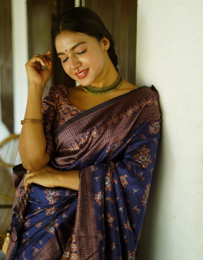 Neela NavyBlue Soft Silk Saree