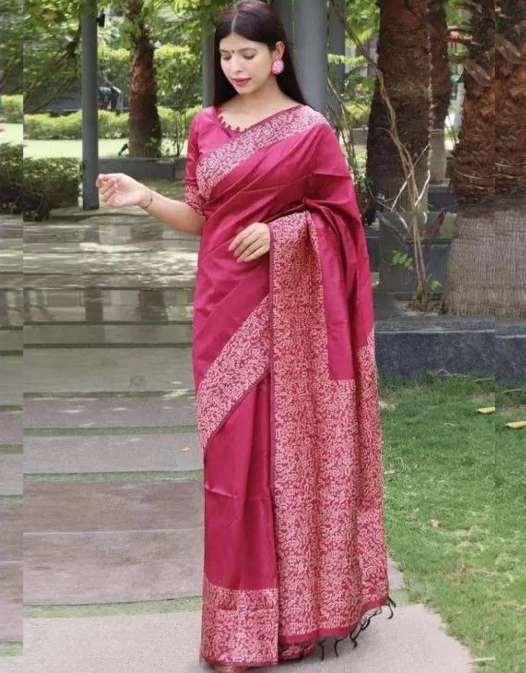 Nimrit Pink Banarasi Silk Saree