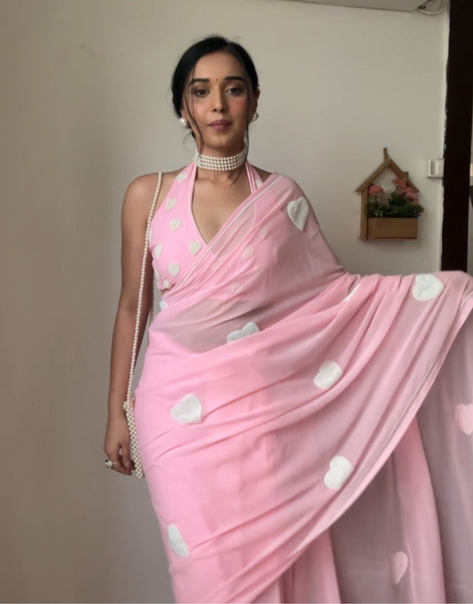 Geeta Baby Pink Ready To Wear Saree