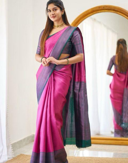 Jivika Pink Kanchipuram Silk Saree