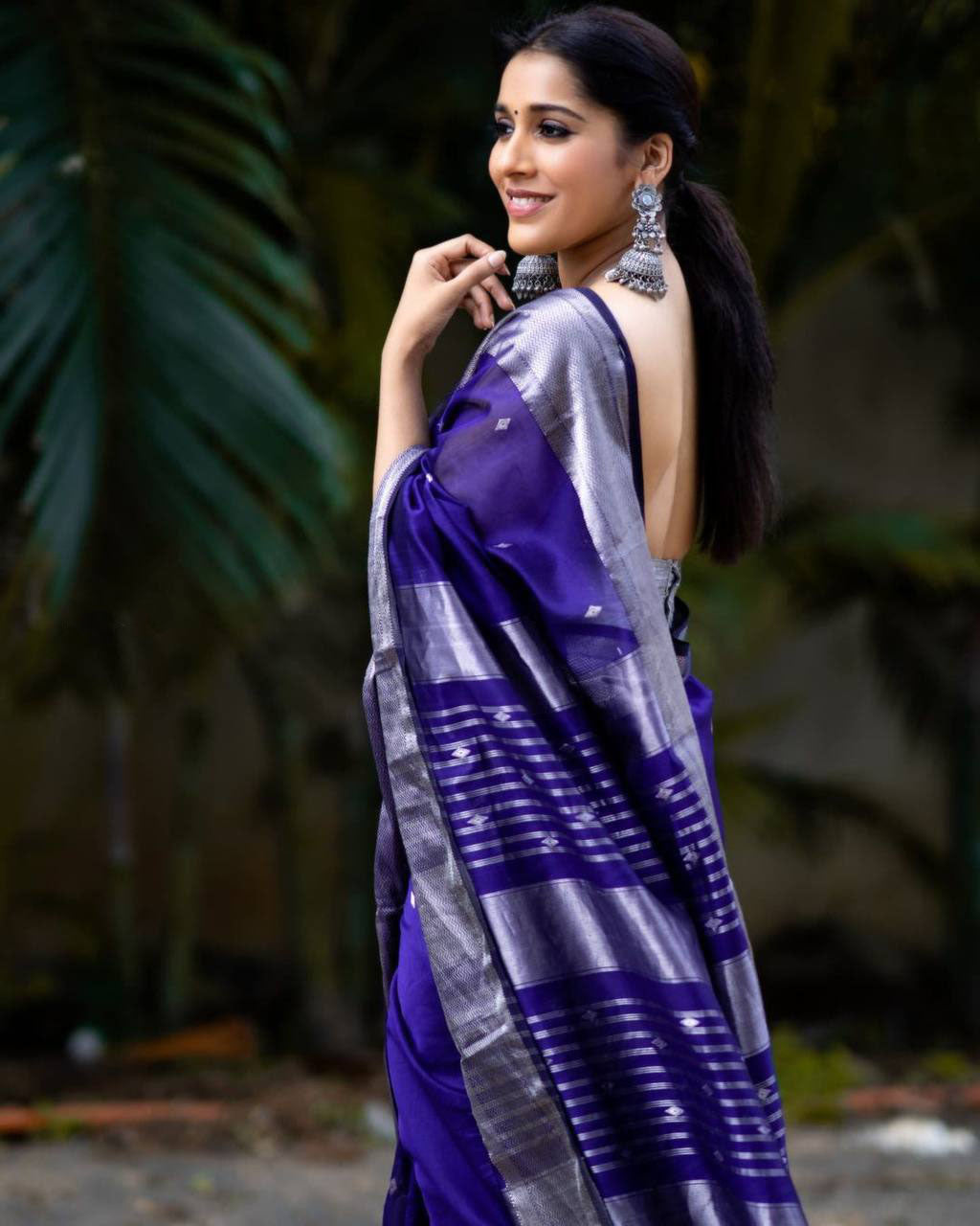 Midnight Elegance Silver Zari Cotton Silk Saree