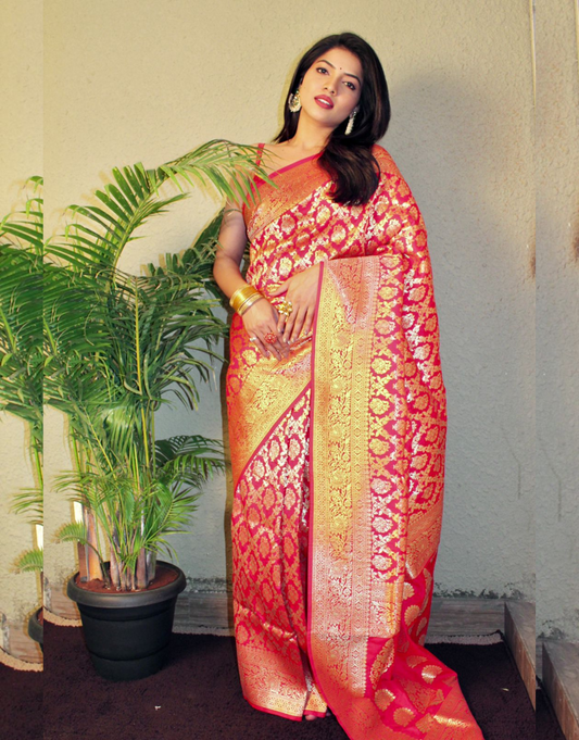 Chanda Red Banarasi saree