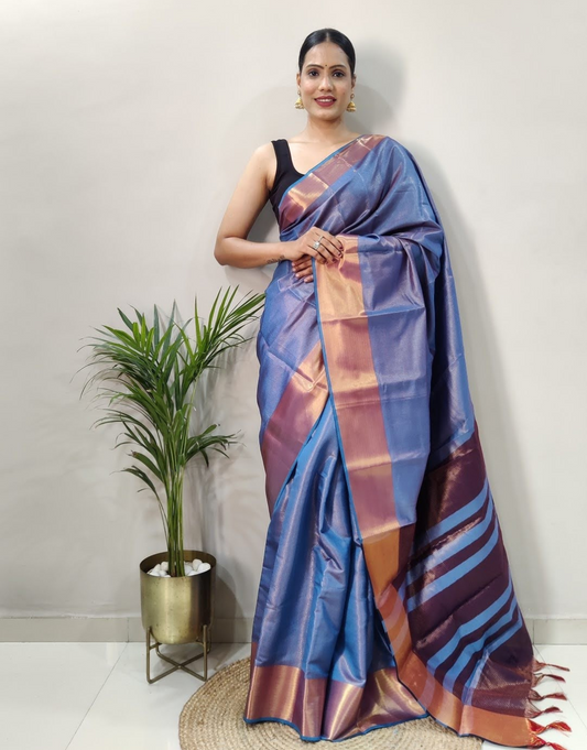 Reeva Storm Grey Soft Silk Saree