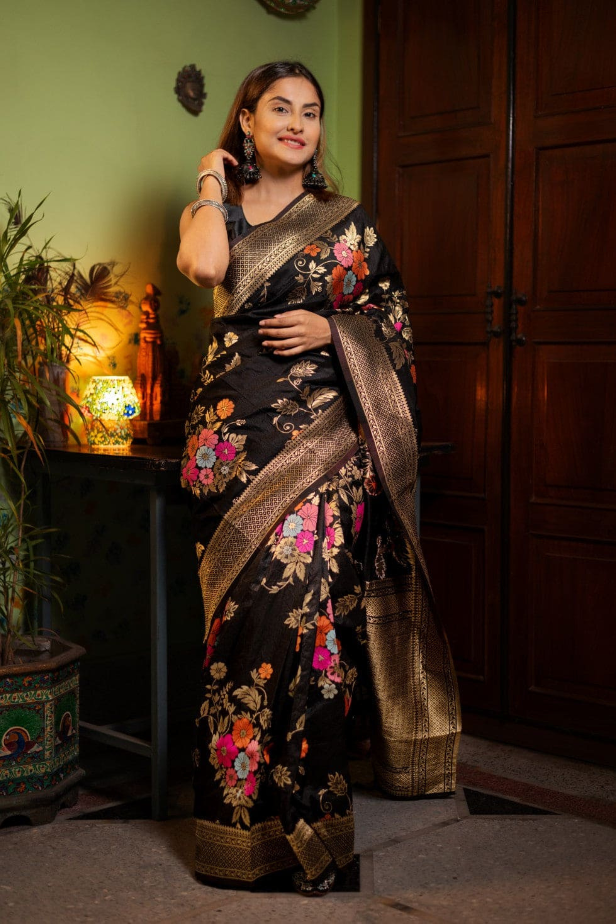 Mystic Night - Black Banarasi Silk Saree