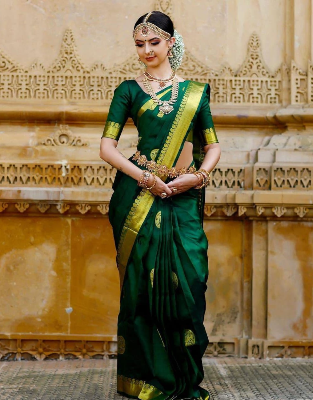 Seema Dark Green Kanchipuram Saree