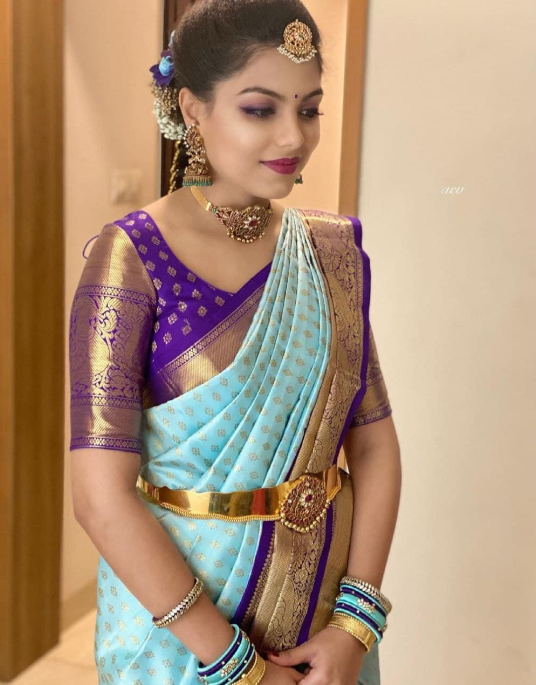 Aradhana Sky Blue Kanchipuram Saree