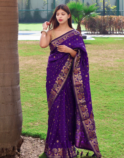 Kalpana Purple Banarasi Silk Saree