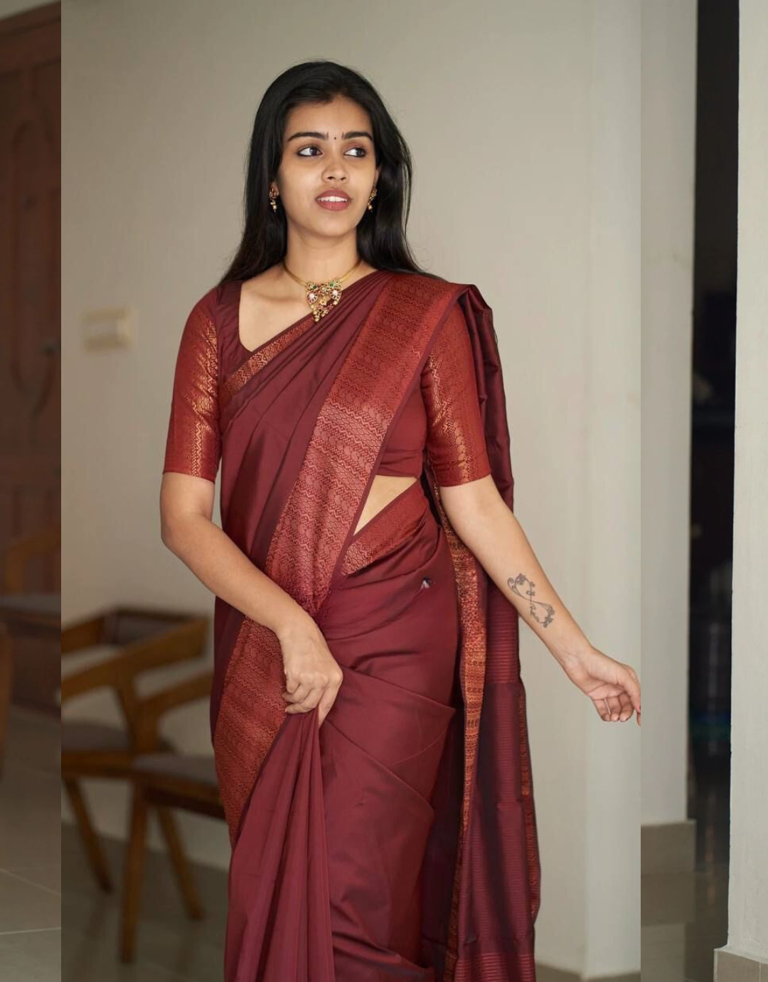 Urvisha Red Soft Silk Saree