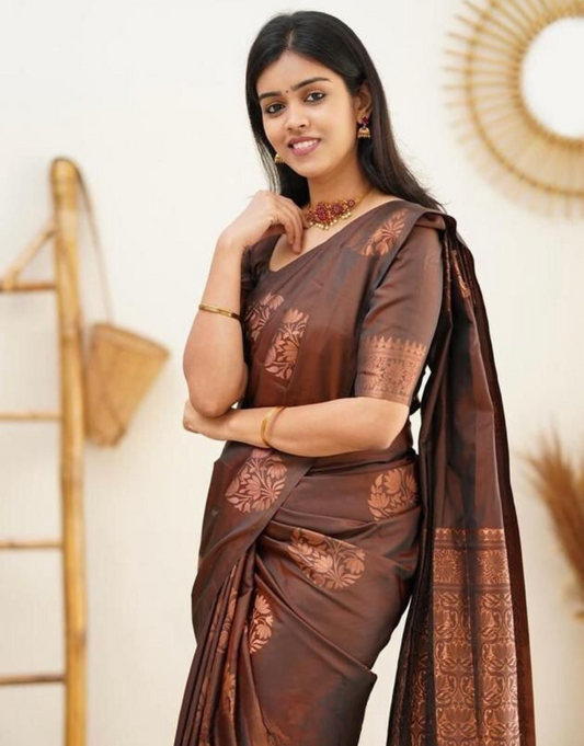 Nancy Brown Soft Silk Saree