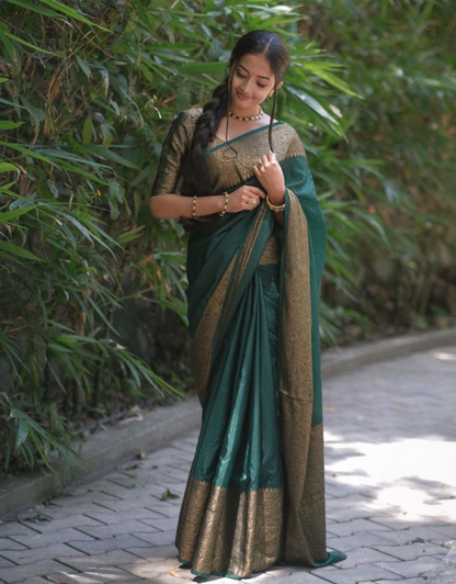 Shreya Beetle Green Soft Silk Saree