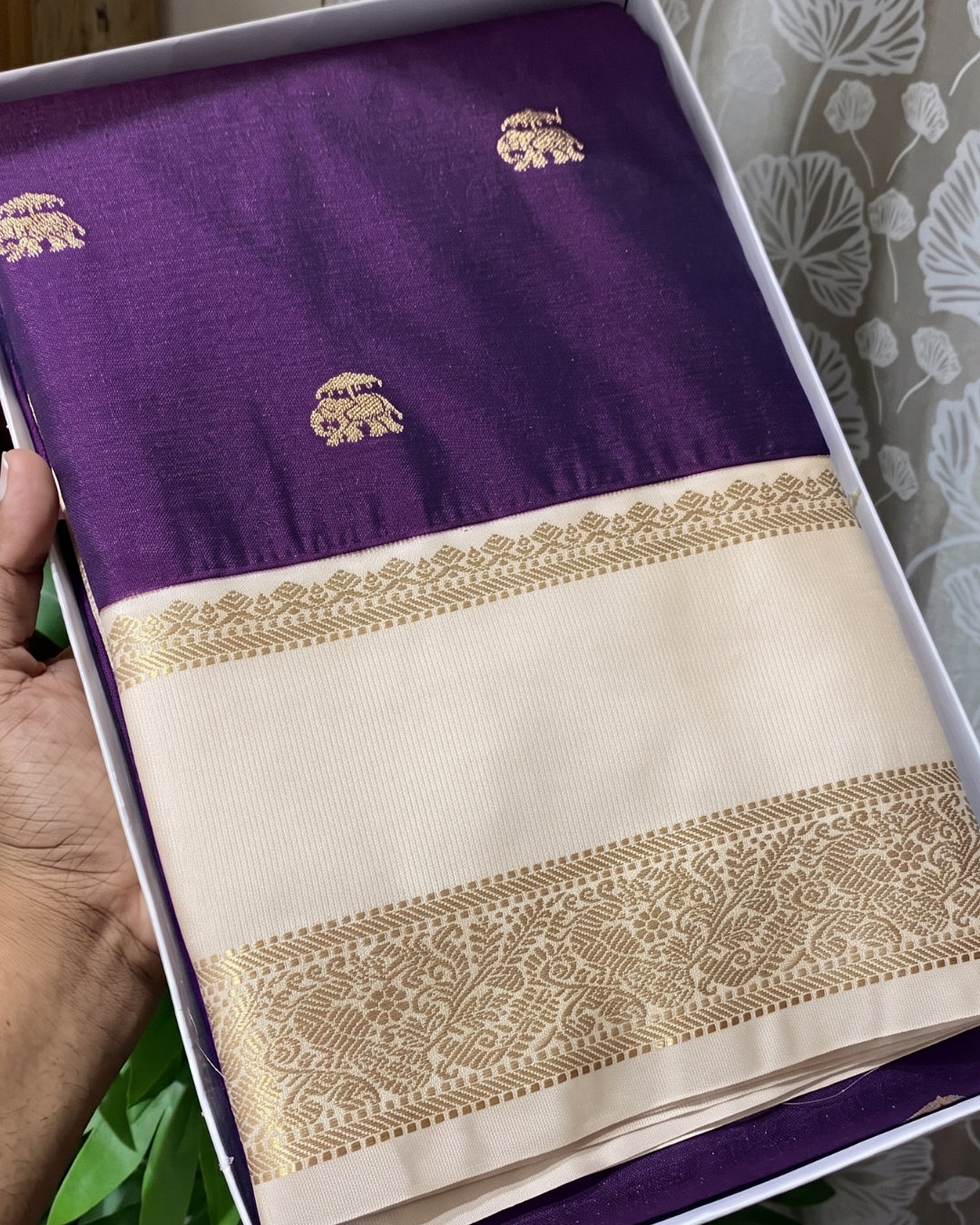 Viha - Royal Purple Traditional Silk Blend Saree