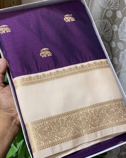 Viha - Royal Purple Traditional Silk Blend Saree