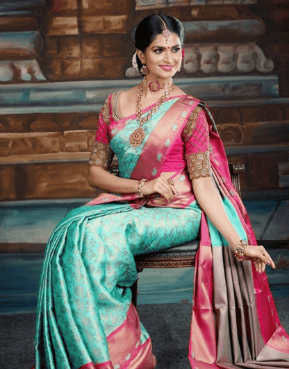 Yani SkyBlue Soft Silk Saree.