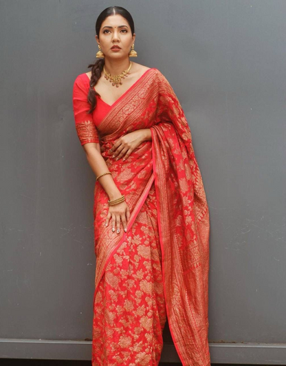 Roshani Red Banarasi Saree