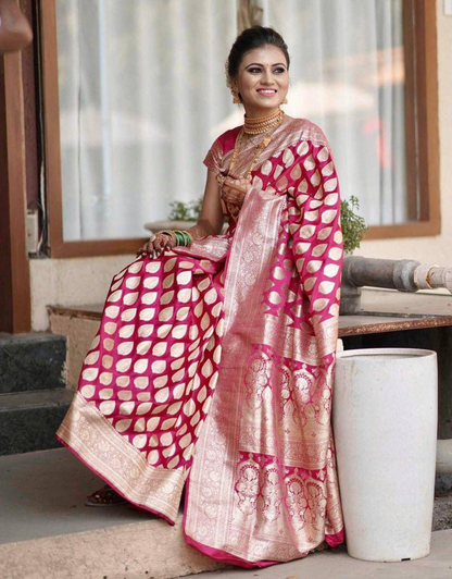 Priyashi Deep Pink Banarasi Saree