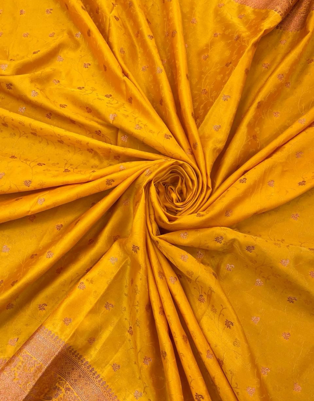 Ruhi Yellow Banarasi Satin Silk Saree