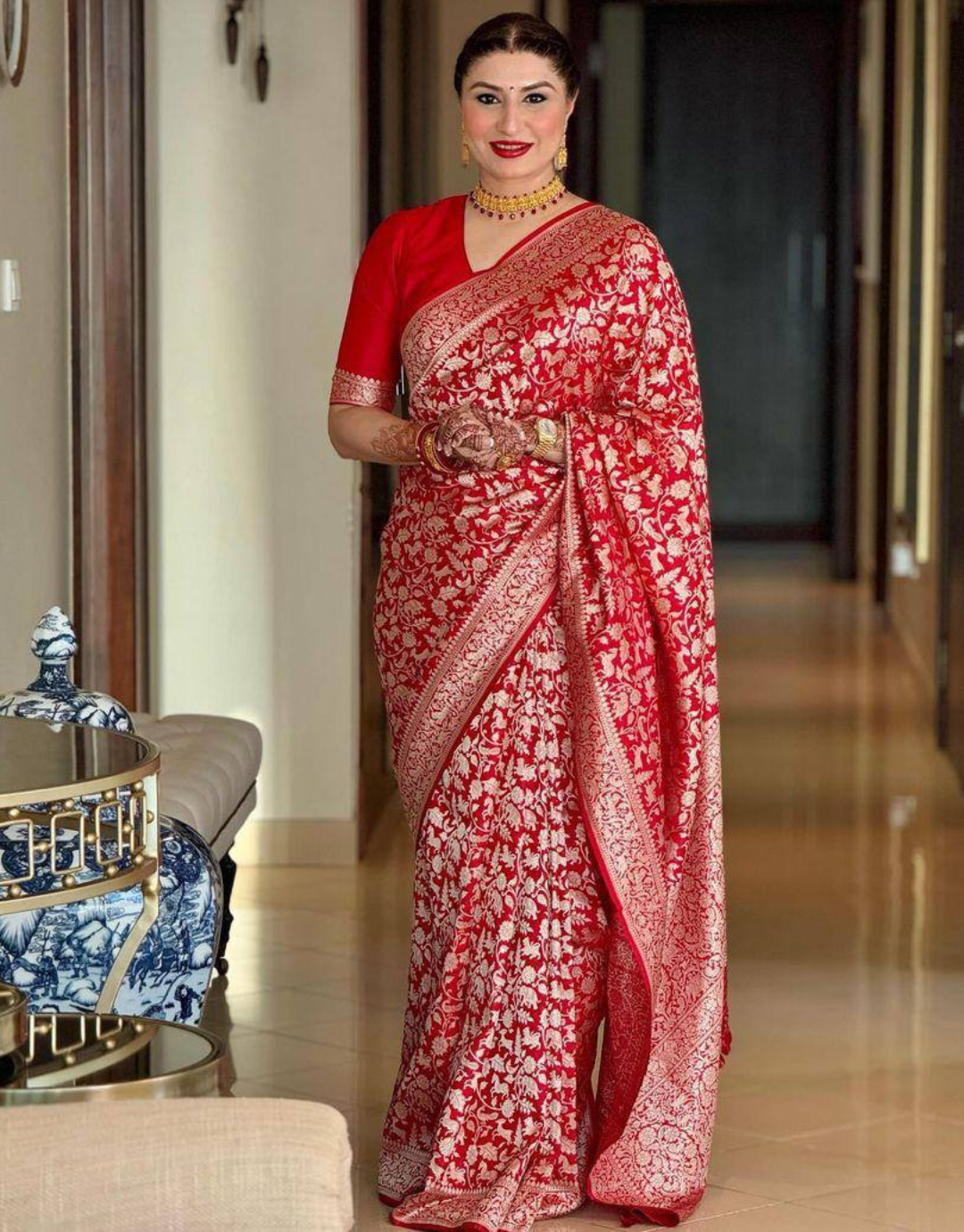 Geet Red Soft Silk Saree