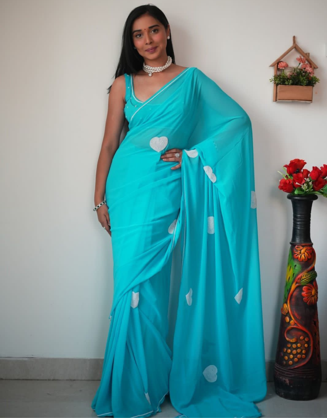 Damini Sky Blue Ready To Wear Saree