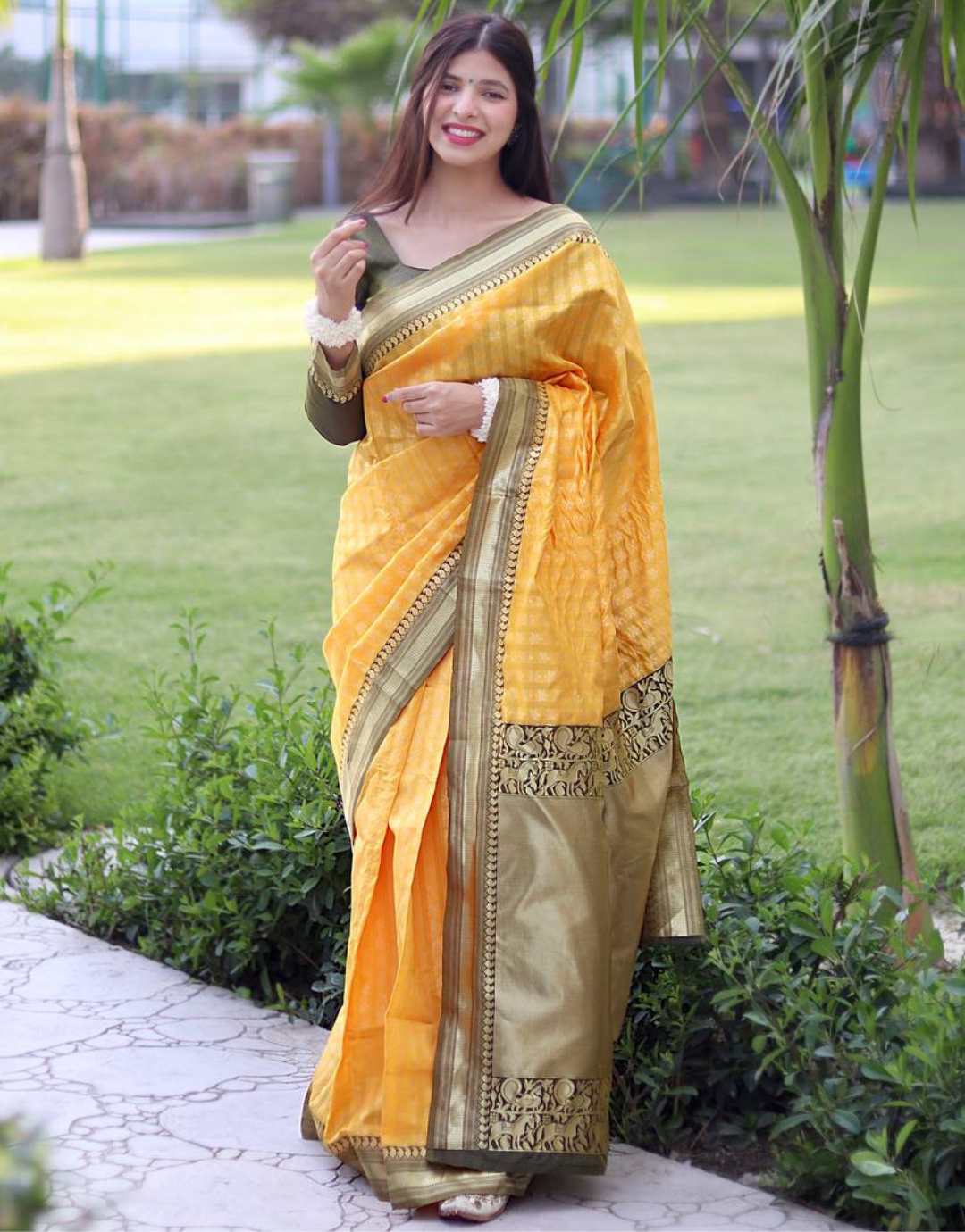 Zoya Yellow Soft Lichi Silk Saree Silk Saree With Angelic Blouse