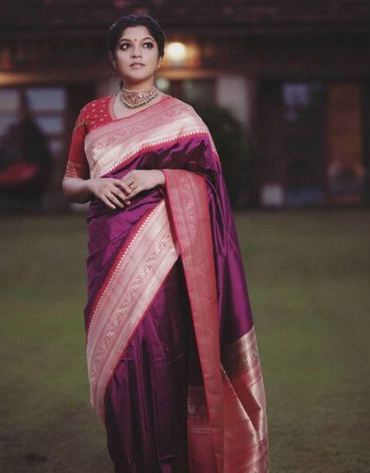 Rahi Wine Soft Silk Saree