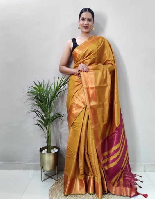 Reeva Musted Yellow Soft Silk Saree