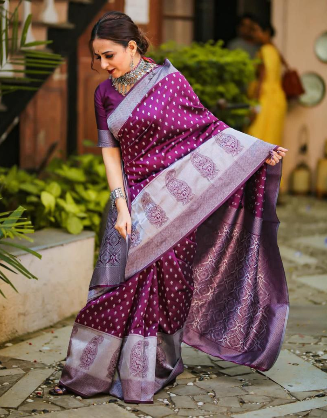 Rupa Purple Banarasi saree