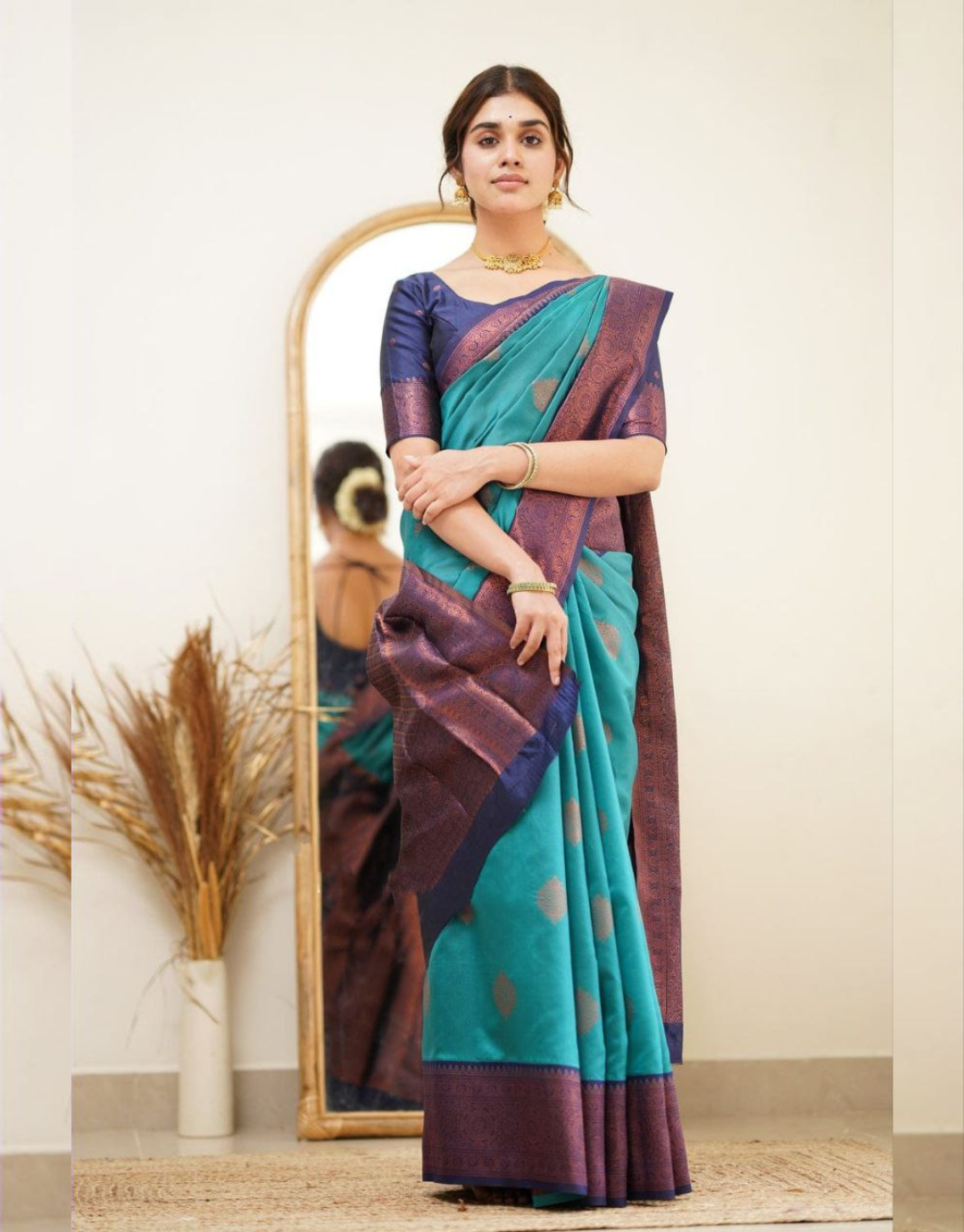 Mahira Turtle Green Soft Silk Saree