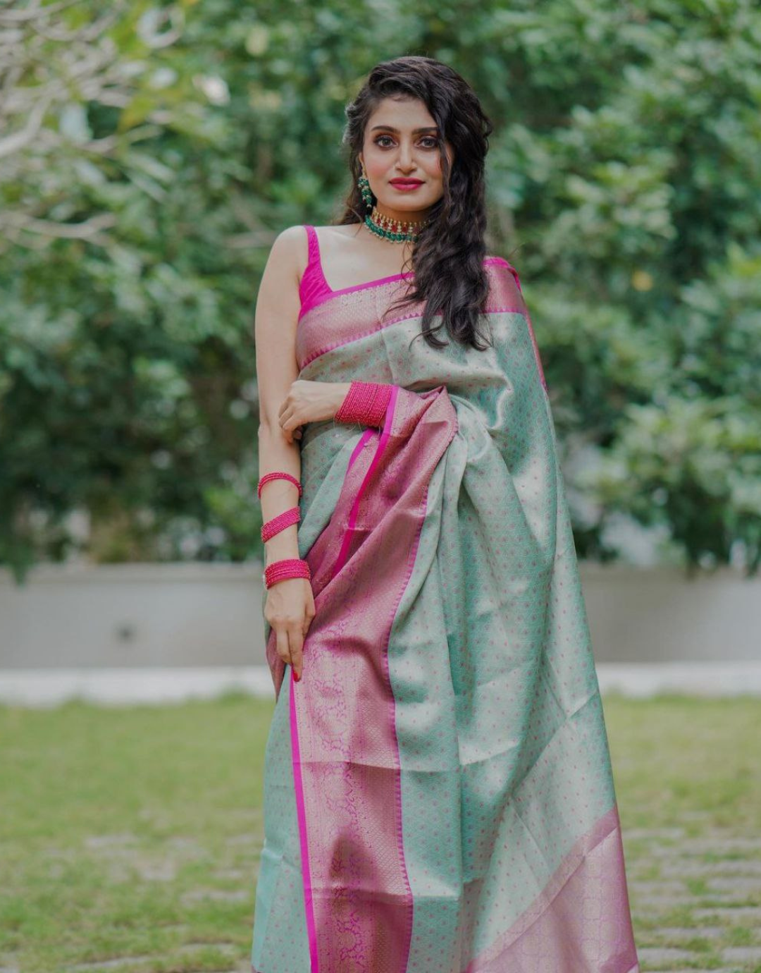 Pakhi Green-Cyan Banarasi Saree