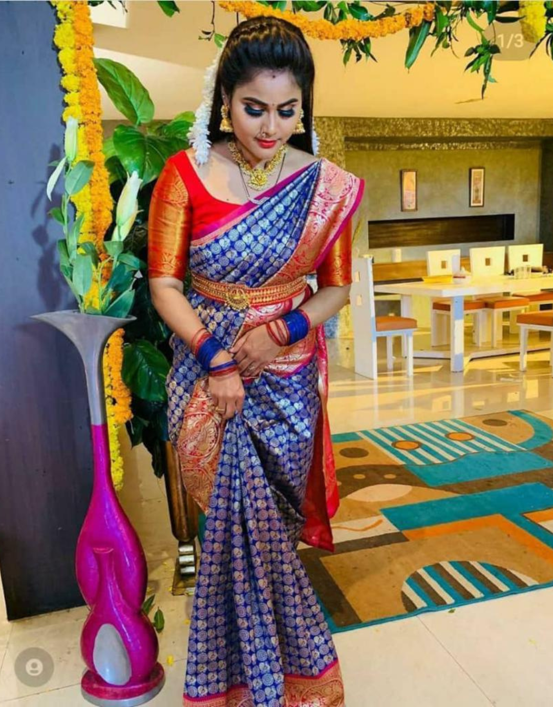 Nimisha Blue Kanchipuram saree