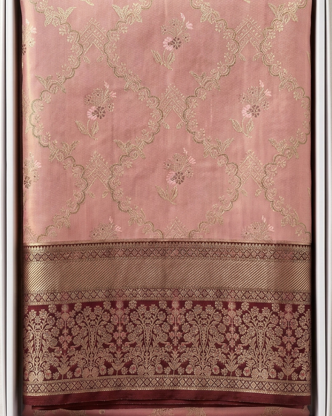 Tarunika - Pink Heritage Zari Drape Saree