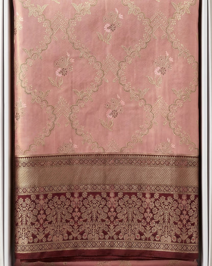 Tarunika - Pink Heritage Zari Drape Saree