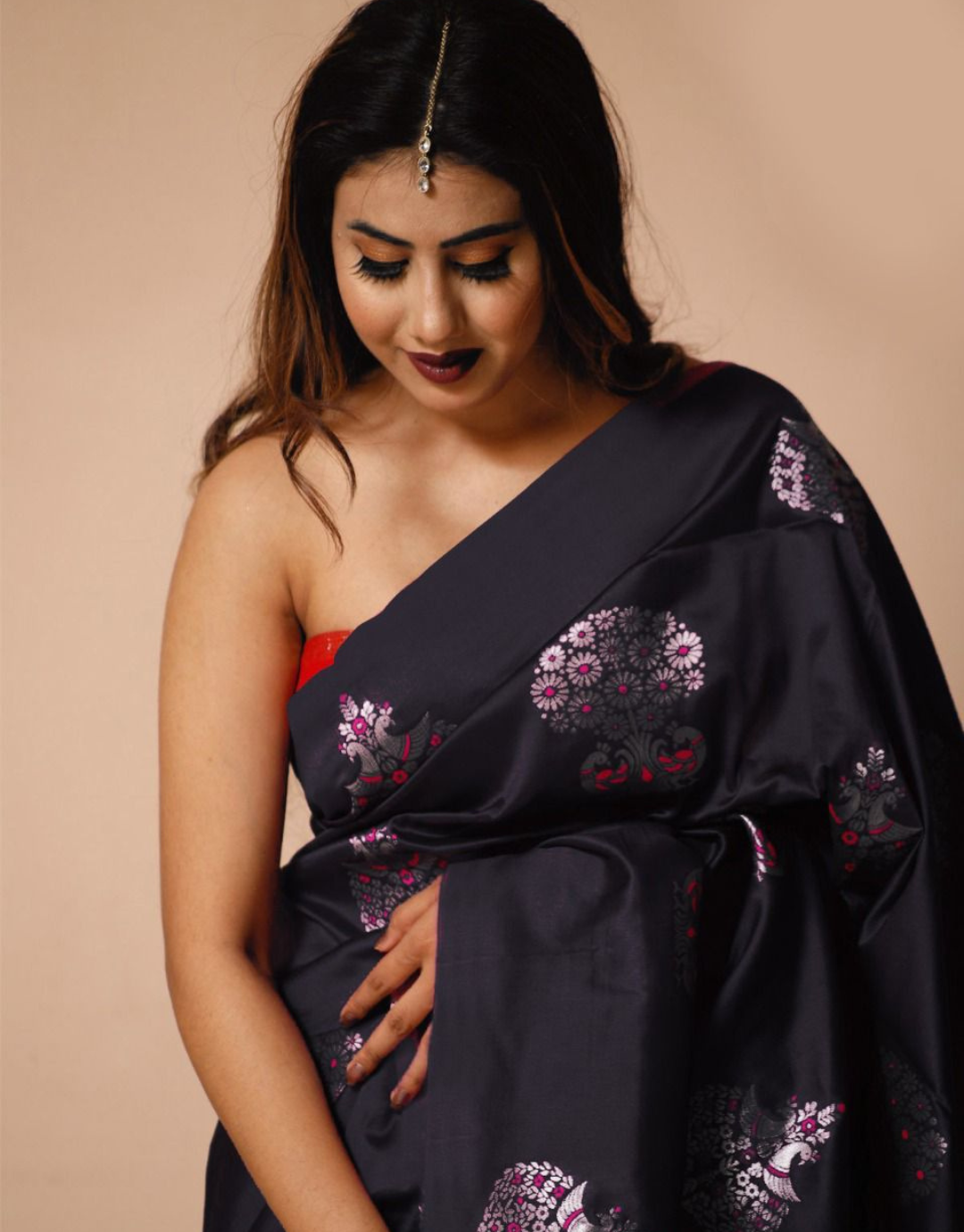 Mona Black Soft Silk Saree