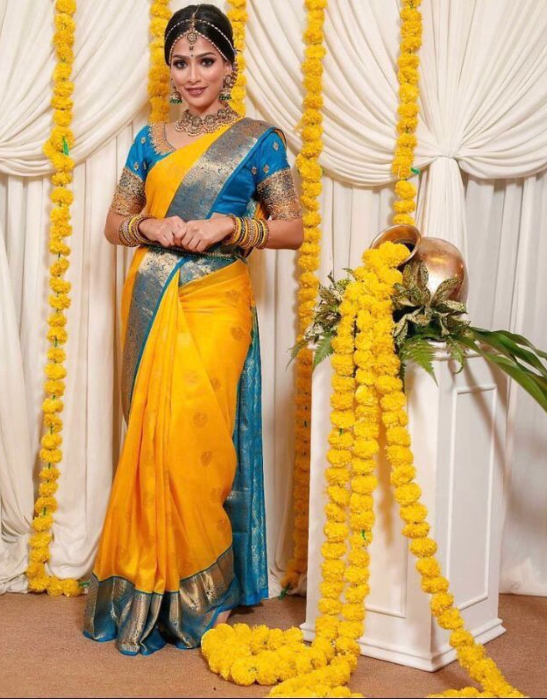 Payal Yellow Kanchipuram saree