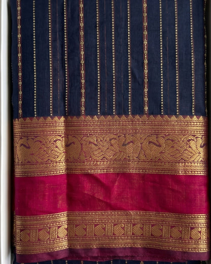 Varnika - Royal Navy Banarasi Border Saree